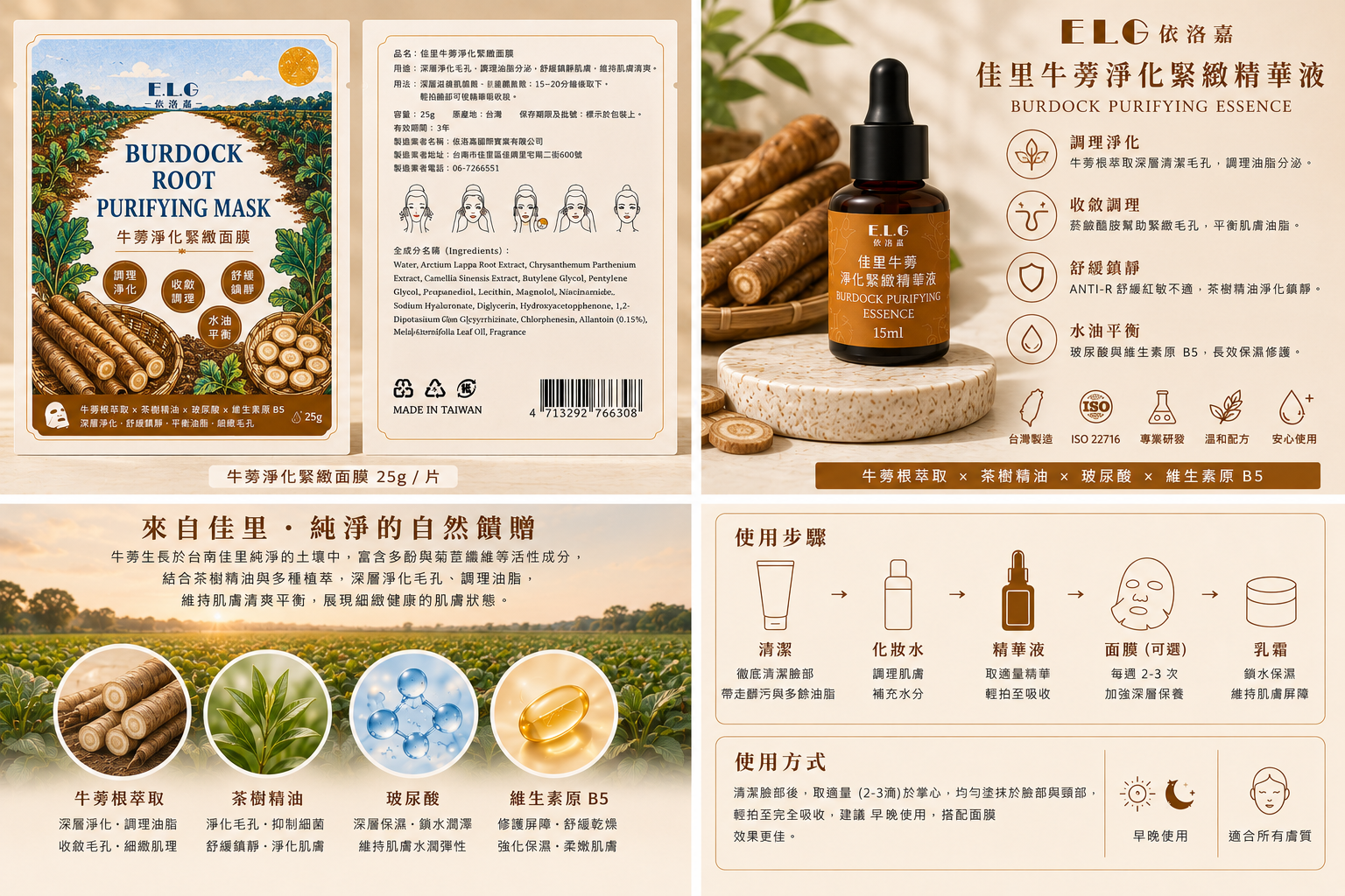佳里牛蒡淨化緊緻系列產品圖解